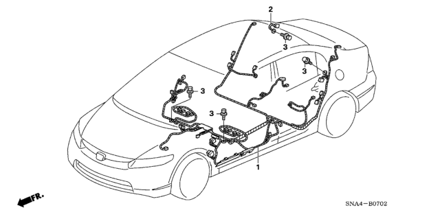 2007 Honda Civic Wire Harness, Floor Diagram for 32107-SNA-A30