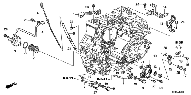 2012 Honda Accord AT Oil Level Gauge - ATF Pipe (V6) Diagram