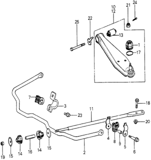 1980 Honda Accord Front Lower Arm  - Stabilizer Diagram