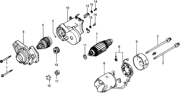 1978 Honda Civic Starter Motor Components (Denso) Diagram