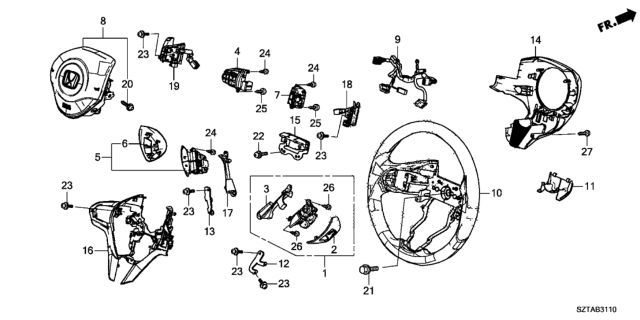 2013 Honda CR-Z Steering Wheel (SRS) Diagram