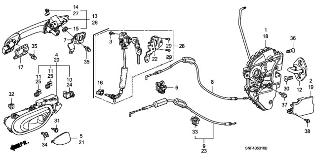 2008 Honda Civic Handle Assembly, Driver Side Door (Outer) (Green Tea Metallic) Diagram for 72180-SNE-A11ZM