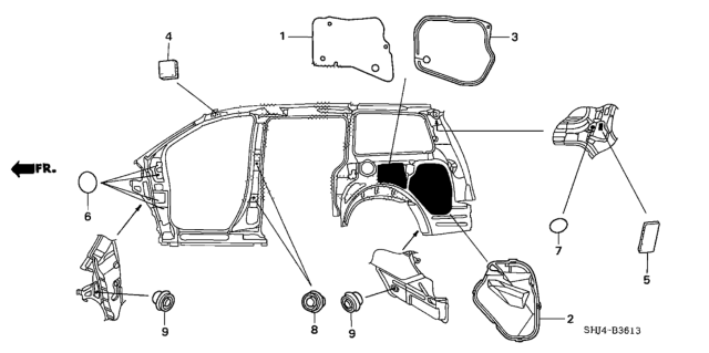 2008 Honda Odyssey Grommet (Side) Diagram