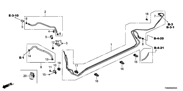 2013 Honda Civic Pipe Set, Fuel Diagram for 16050-TR0-A80