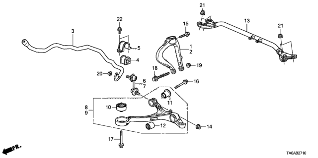 2012 Honda Accord Spring, Front Stabilizer Diagram for 51300-TA5-A01