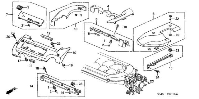 2000 Honda Accord Intake Manifold Cover (V6) Diagram