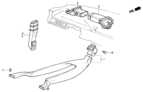 1985 Honda Civic Duct B, Instrument Joint Diagram for 64483-SB4-670
