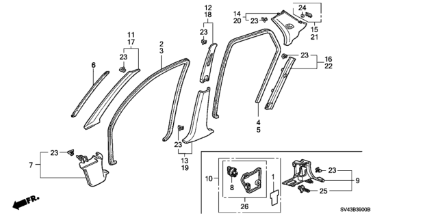 1997 Honda Accord Pillar Garnish Diagram