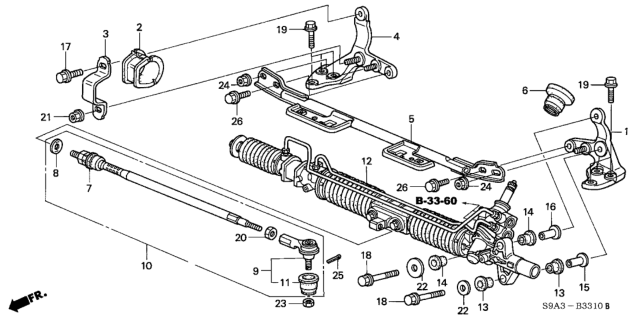 2003 Honda CR-V Rack Assembly, Power Steering Diagram for 53601-S9A-A01
