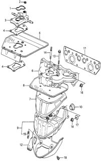 1980 Honda Prelude Carburetor Insulator  - Manifold Diagram
