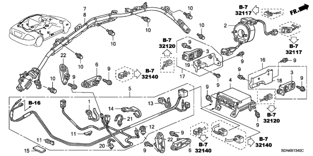 2004 Honda Accord SRS Unit Diagram for 77960-SDN-A63
