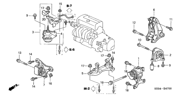 2004 Honda Civic Rubber Assy., Engine Side Mounting Diagram for 50820-S6E-E02