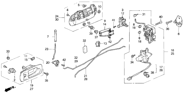 1998 Honda Odyssey Switch Assembly, Right Rear Power Window (Seagull Gray) Diagram for 35760-SR4-A01ZK