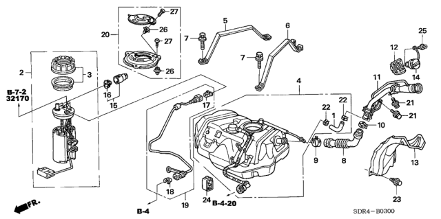 2005 Honda Accord Hybrid Band, Driver Side Fuel Tank Mounting Diagram for 17522-SDR-A30