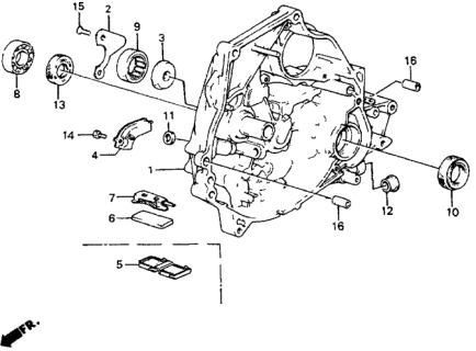 1984 Honda CRX MT Clutch Housing Diagram