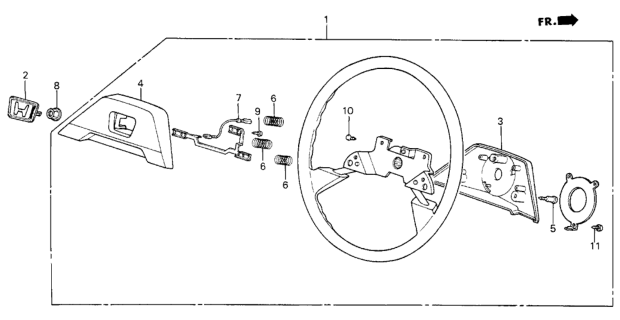1985 Honda Civic Emblem, Steering Wheel *NH1L* (Tokyo Seat) (BLACK) Diagram for 53122-SB3-004ZA