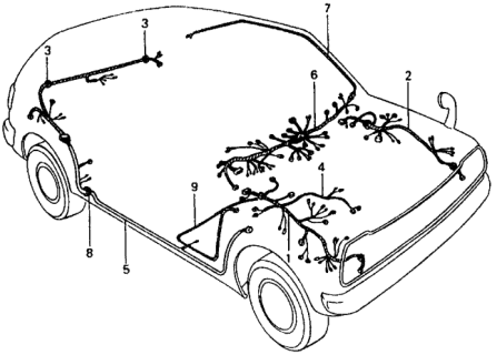 1978 Honda Civic Wire Harness, Cabin Diagram for 32100-634-679