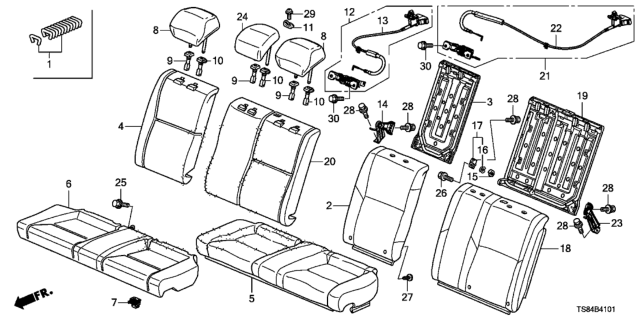 2014 Honda Civic Rear Seat (Fall Down Separately) Diagram