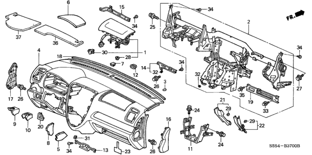 2003 Honda Civic Insulator, Instrument Panel Driver Diagram for 77107-S5S-E00