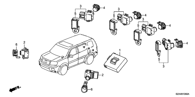 2009 Honda Pilot Sensor Assembly, Parking (Taffeta White) Diagram for 39680-SZA-A11ZB