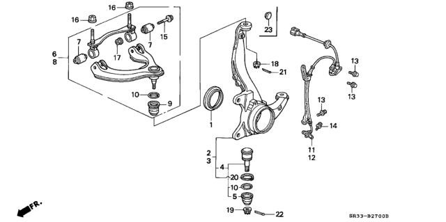 1994 Honda Civic Arm Assembly, Right Front (Upper) Diagram for 51450-SR0-A02