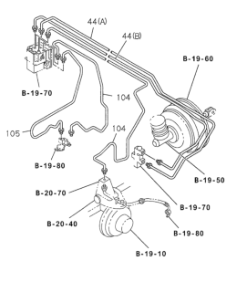 2000 Honda Passport Brake Piping Oil (Rear Engine Room) Diagram