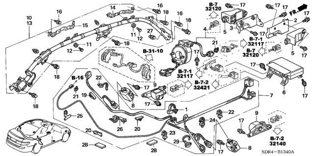2007 Honda Accord Hybrid Sub-Wire Harness, Side Curtainairbag Diagram for 77962-SDR-A00