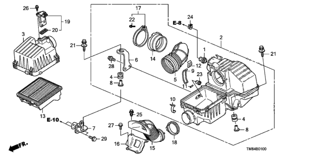 2012 Honda Insight Case Set, Air Cleaner Diagram for 17201-RBJ-000