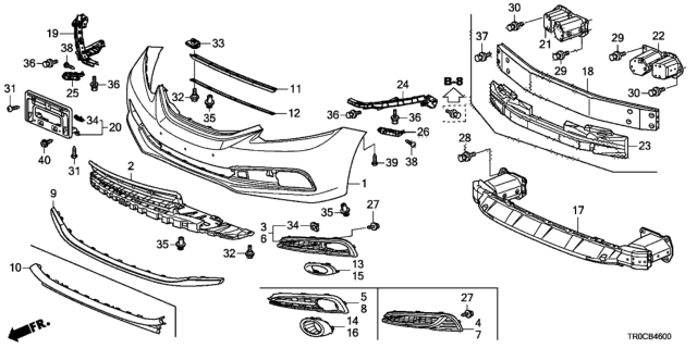 2014 Honda Civic Garnish, R. FR. Side Diagram for 71106-TR3-A61