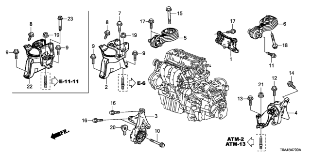 2014 Honda CR-V Mounting, Engine Side Diagram for 50820-T0T-H01