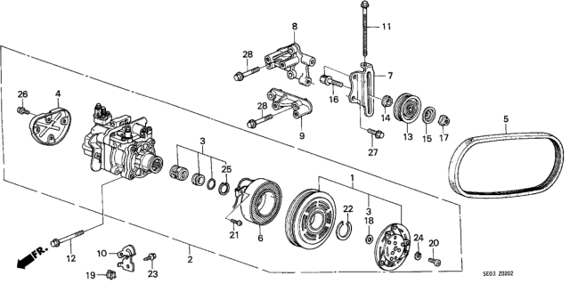 1986 Honda Accord Clutch Set, Compressor Diagram for 38011-PH5-952