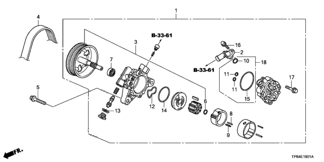 2013 Honda Crosstour Seal, Power Steering Pump Diagram for 91249-R40-A01