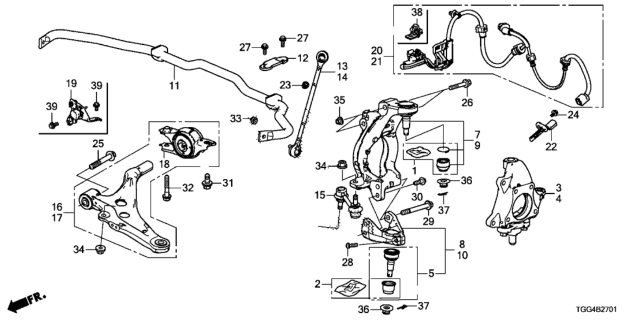 2019 Honda Civic Fork, L. FR. Shock Absorber Diagram for 51280-TGH-A01