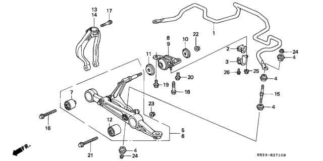 1993 Honda Civic Arm Assembly, Right Front (Lower) Diagram for 51350-SR3-A01
