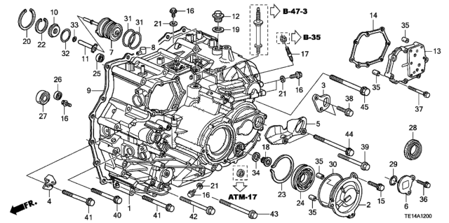 2012 Honda Accord AT Transmission Case (V6) Diagram