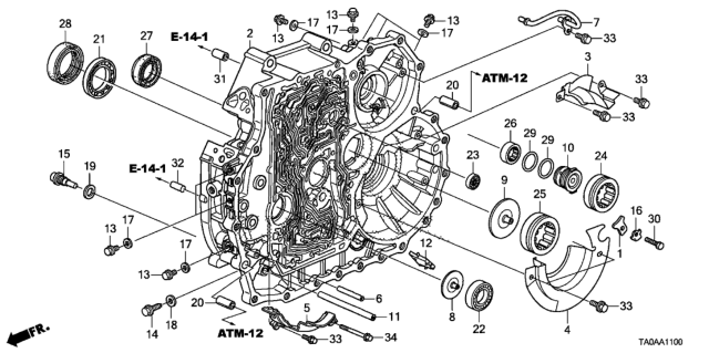 2012 Honda Accord AT Torque Converter Case (V6) Diagram