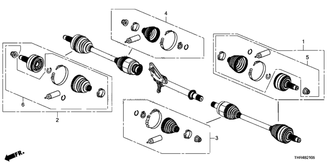 2022 Honda Odyssey Joint Set, Outboard Diagram for 44014-THR-305
