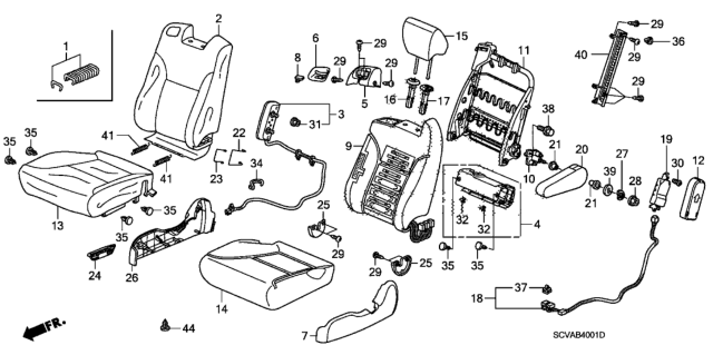 2007 Honda Element Frame, R. FR. Seat-Back Diagram for 81126-SCV-L01