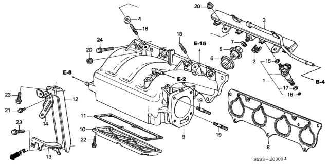 2005 Honda Civic Manifold, Intake Diagram for 17100-PRB-A02