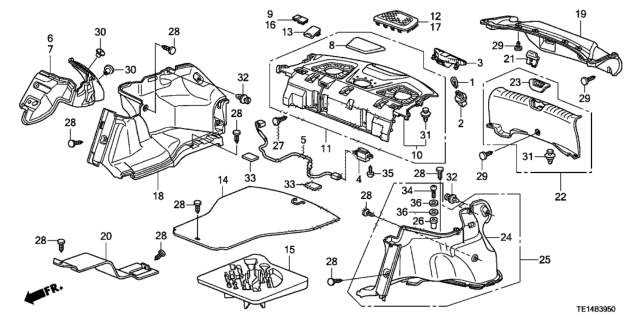 2012 Honda Accord Rear Tray - Trunk Side Garnish Diagram