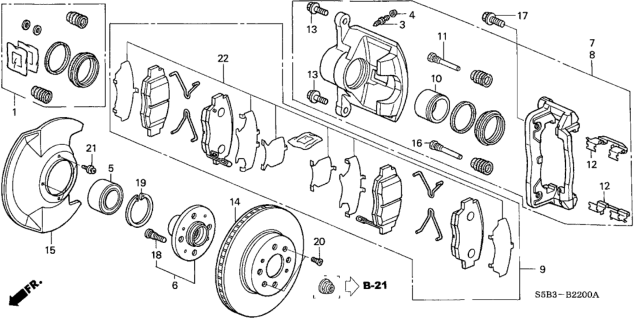 2005 Honda Civic Caliper Sub-Assembly, Right Front Diagram for 45018-S5A-J02