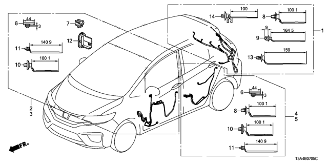 2016 Honda Fit Wire, Tailgate Diagram for 32109-T5R-R50