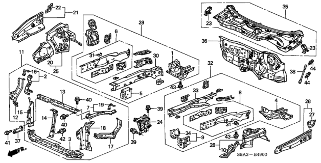 2005 Honda CR-V Wheelhouse Set, L. FR. Diagram for 04684-S9A-A01ZZ