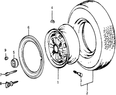 1978 Honda Accord Tire - Wheel Disk Diagram