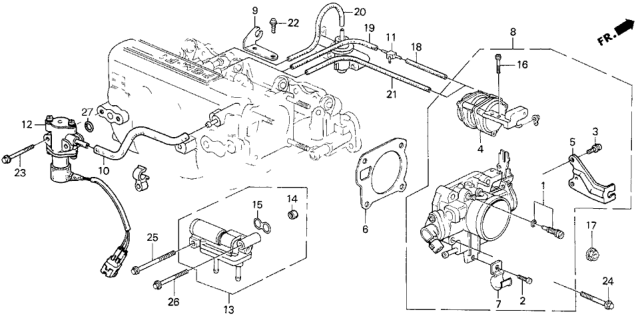 1991 Honda Civic Body Assembly, Throttle (Gf87B) Diagram for 16400-PM6-A03