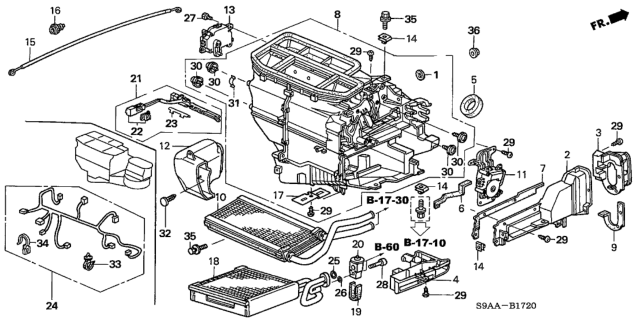 2006 Honda CR-V Cable, Water Valve Control Diagram for 79544-S9A-A00