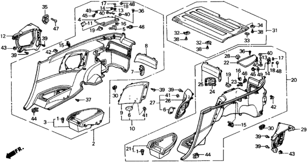 1991 Honda CRX Rear Side Lining Diagram