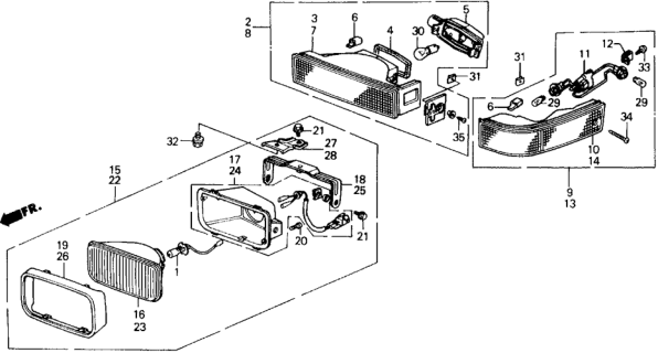 1988 Honda Prelude Lens, R. Diagram for 33302-SF1-671