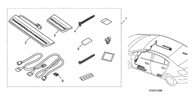 2014 Honda Civic Garnish Assy., FR. Sill Diagram for 08E12-TR0-70001