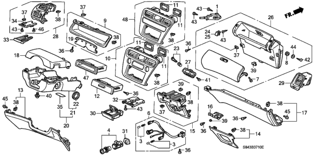 2001 Honda Accord Instrument Panel Garnish Diagram